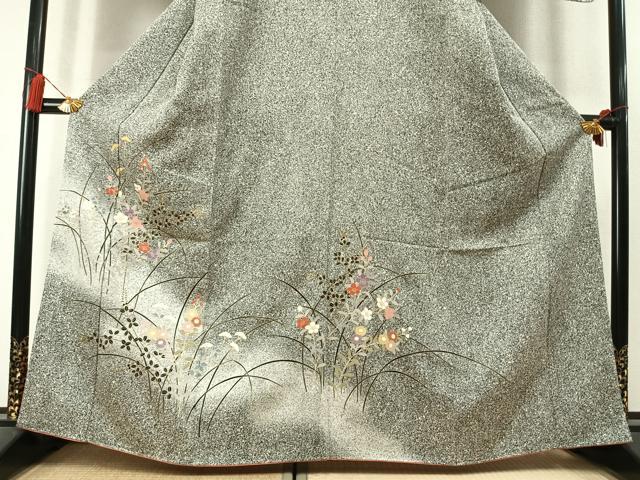 平和屋着物●訪問着　草花文　暈し染め　たたき染め　金彩　正絹　逸品　未使用　AABL8196fy