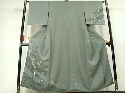 平和屋着物●染色の魔術師　染乃座・大久保玄才　そめのざ玄才　訪問着　舞花文　金彩　正絹　逸品　AABL8197fy