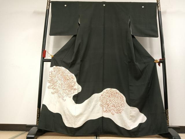 平和屋着物●豪華黒留袖　刺繍　乱菊　銀彩　正絹　逸品　AABL8203fy