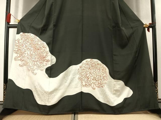 平和屋着物●豪華黒留袖　刺繍　乱菊　銀彩　正絹　逸品　AABL8203fy