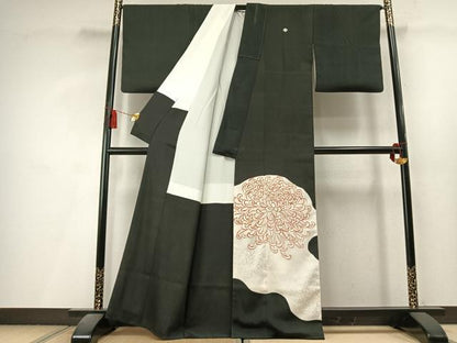平和屋着物●豪華黒留袖　刺繍　乱菊　銀彩　正絹　逸品　AABL8203fy