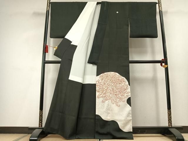 平和屋着物●豪華黒留袖　刺繍　乱菊　銀彩　正絹　逸品　AABL8203fy