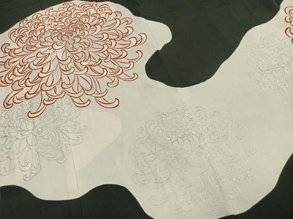 平和屋着物●豪華黒留袖　刺繍　乱菊　銀彩　正絹　逸品　AABL8203fy
