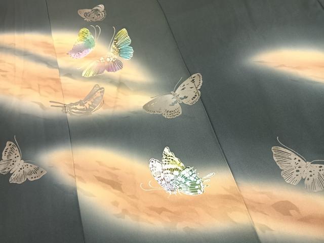 平和屋着物●訪問着　舞蝶文　暈し染め　金銀彩　正絹　逸品　AABL8204fy