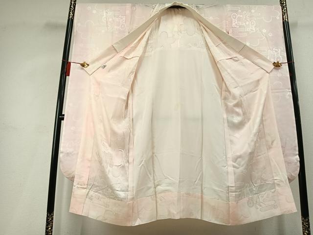 平和屋着物●振袖用長襦袢　無双仕立て　御所車花地紋　暈し染め　京都きもの友禅扱い　正絹　逸品　AABL8205fy