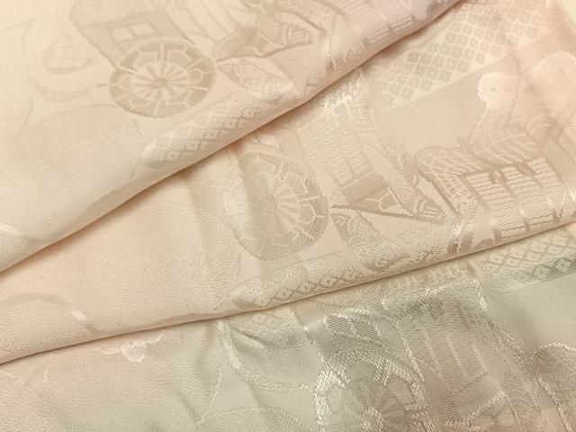 平和屋着物●振袖用長襦袢　無双仕立て　御所車花地紋　暈し染め　京都きもの友禅扱い　正絹　逸品　AABL8205fy
