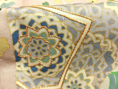 平和屋着物●訪問着　駒刺繍　色紙花文　金彩　正絹　逸品　AABL8209fy