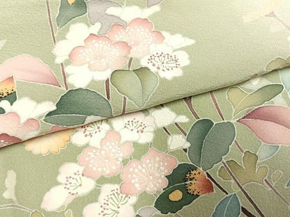 平和屋着物●訪問着　友禅　作家物　枝花文　暈し染め　正絹　逸品　AABL8211fy