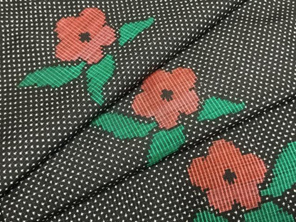 平和屋着物●本場大島紬　7マルキ　総絣　草花文　逸品　AABL8217fy