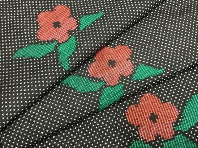 平和屋着物●本場大島紬　7マルキ　総絣　草花文　逸品　AABL8217fy