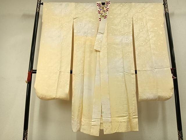 平和屋着物●振袖用長襦袢　無双仕立て　流水舞桜地紋　暈し染め　半衿刺繍　正絹　逸品　AABL8218fy