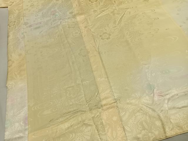 平和屋着物●振袖用長襦袢　無双仕立て　流水舞桜地紋　暈し染め　半衿刺繍　正絹　逸品　AABL8218fy