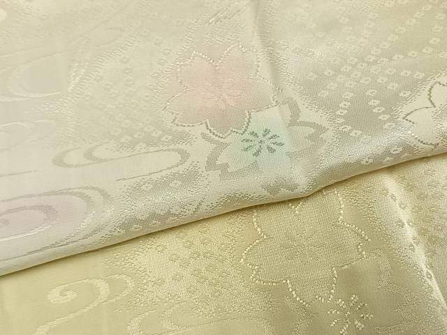 平和屋着物●振袖用長襦袢　無双仕立て　流水舞桜地紋　暈し染め　半衿刺繍　正絹　逸品　AABL8218fy