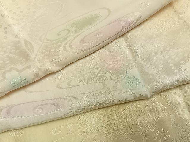 平和屋着物●振袖用長襦袢　無双仕立て　流水舞桜地紋　暈し染め　半衿刺繍　正絹　逸品　AABL8218fy