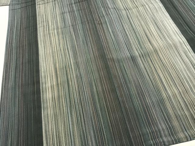 平和屋着物●本塩沢　やまだ織　200色　縞　正絹　逸品　AABL8220fy