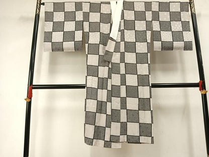 平和屋着物●長襦袢　無双仕立て　市松文様　正絹　逸品　AABL8227fy