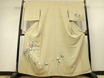 平和屋着物●訪問着　友禅　枝花文　暈し染め　正絹　逸品　未使用　AABL8228fy
