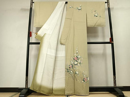 平和屋着物●訪問着　友禅　枝花文　暈し染め　正絹　逸品　未使用　AABL8228fy