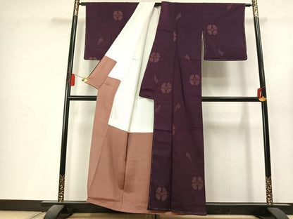平和屋着物●お召　舞花文　正絹　逸品　AABL8230fy