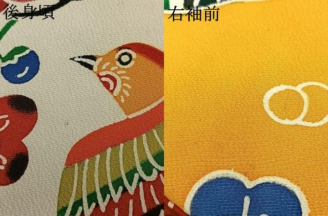 平和屋着物●豪華振袖　紅型　花鳥文　金彩　正絹　逸品　AABL8232fy