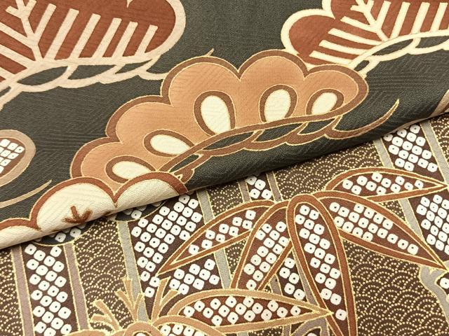 平和屋着物●豪華黒留袖　松竹　金彩　藍媚茶色　正絹　逸品　AABL8237fy