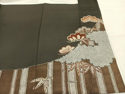 平和屋着物●豪華黒留袖　松竹　金彩　藍媚茶色　正絹　逸品　AABL8237fy