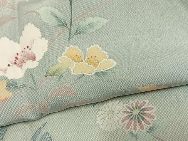 平和屋着物●訪問着　友禅　枝花文　シルエット　暈し染め　正絹　逸品　AABL8238fy