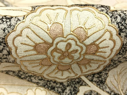 平和屋着物●訪問着　作家物　更紗熨斗花文　たたき染め　金彩　鈴乃屋扱い　正絹　逸品　AABL8239fy