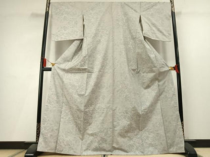 平和屋着物●本場大島紬　白大島　9マルキ　草花文　やまと誂製　正絹　逸品　未使用　AABL8243fy
