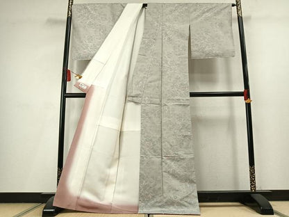 平和屋着物●本場大島紬　白大島　9マルキ　草花文　やまと誂製　正絹　逸品　未使用　AABL8243fy