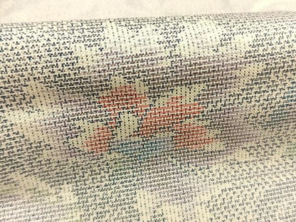 平和屋着物●本場大島紬　白大島　9マルキ　草花文　やまと誂製　正絹　逸品　未使用　AABL8243fy