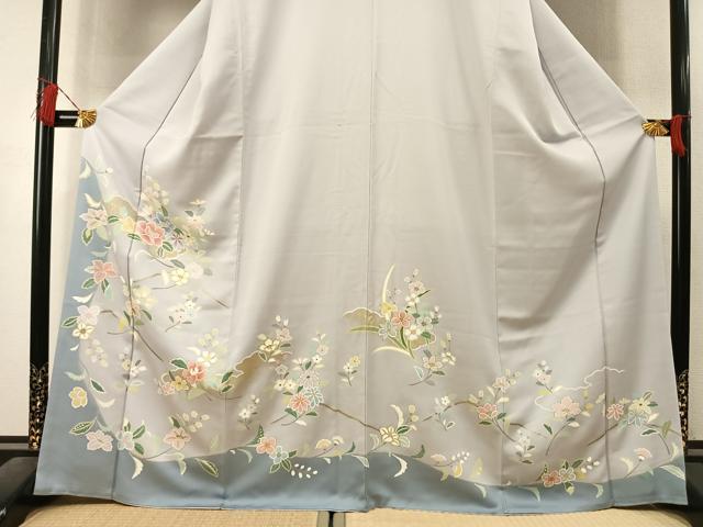 平和屋着物●訪問着　枝花文　暈し染め　金彩　正絹　逸品　AABL8247fy