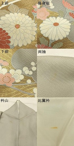 平和屋着物●豪華色留袖　駒刺繍　草花文　金彩　正絹　逸品　AABL8250fy