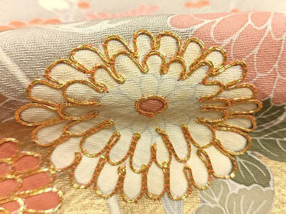 平和屋着物●豪華色留袖　駒刺繍　草花文　金彩　正絹　逸品　AABL8250fy