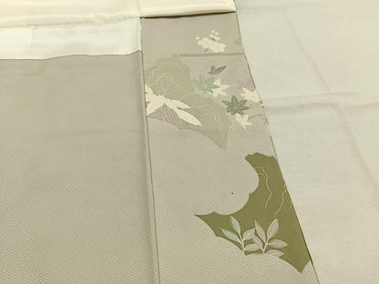 平和屋着物●豪華色留袖　駒刺繍　草花文　金彩　正絹　逸品　AABL8250fy
