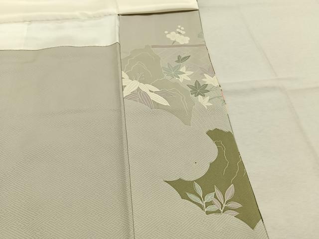平和屋着物●豪華色留袖　駒刺繍　草花文　金彩　正絹　逸品　AABL8250fy