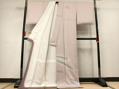 平和屋着物●訪問着　手描き　休み鳥　暈し染め　正絹　逸品　AABL8253fy