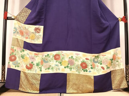 平和屋着物●豪華色留袖　駒刺繍　草花文　暈し染め　金彩　正絹　逸品　AABL8254fy