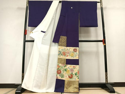 平和屋着物●豪華色留袖　駒刺繍　草花文　暈し染め　金彩　正絹　逸品　AABL8254fy
