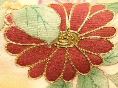 平和屋着物●豪華色留袖　駒刺繍　草花文　暈し染め　金彩　正絹　逸品　AABL8254fy