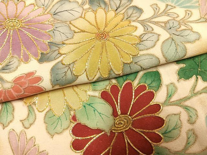 平和屋着物●豪華色留袖　駒刺繍　草花文　暈し染め　金彩　正絹　逸品　AABL8254fy