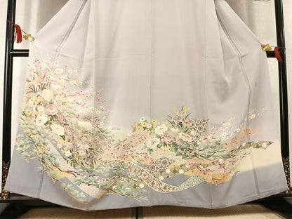 平和屋着物●本加賀友禅作家　松任いち　色留袖　草花文　暈し染め　証紙付き　正絹　逸品　AABL8258fy