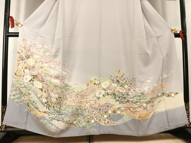 平和屋着物●本加賀友禅作家　松任いち　色留袖　草花文　暈し染め　証紙付き　正絹　逸品　AABL8258fy