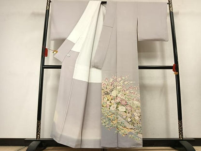 平和屋着物●本加賀友禅作家　松任いち　色留袖　草花文　暈し染め　証紙付き　正絹　逸品　AABL8258fy