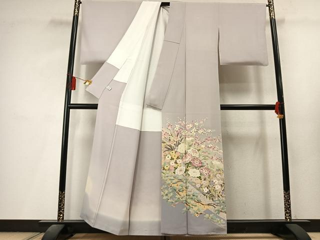 平和屋着物●本加賀友禅作家　松任いち　色留袖　草花文　暈し染め　証紙付き　正絹　逸品　AABL8258fy
