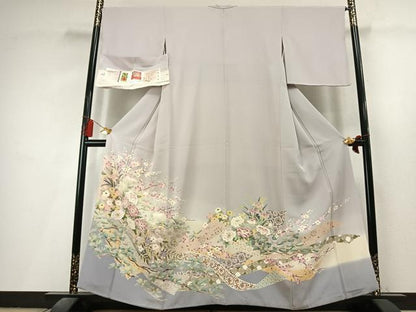 平和屋着物●本加賀友禅作家　松任いち　色留袖　草花文　暈し染め　証紙付き　正絹　逸品　AABL8258fy