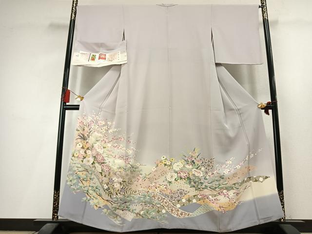 平和屋着物●本加賀友禅作家　松任いち　色留袖　草花文　暈し染め　証紙付き　正絹　逸品　AABL8258fy