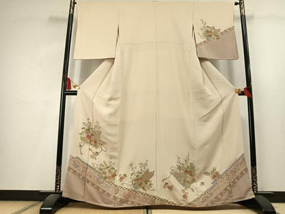 平和屋着物●中国三大刺繍　相良刺繍　総刺繍　訪問着　熨斗花文　金糸　正絹　逸品　AABL8276fy