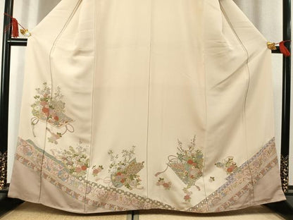 平和屋着物●中国三大刺繍　相良刺繍　総刺繍　訪問着　熨斗花文　金糸　正絹　逸品　AABL8276fy