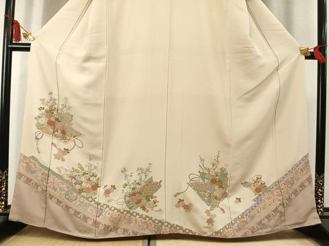 平和屋着物●中国三大刺繍　相良刺繍　総刺繍　訪問着　熨斗花文　金糸　正絹　逸品　AABL8276fy